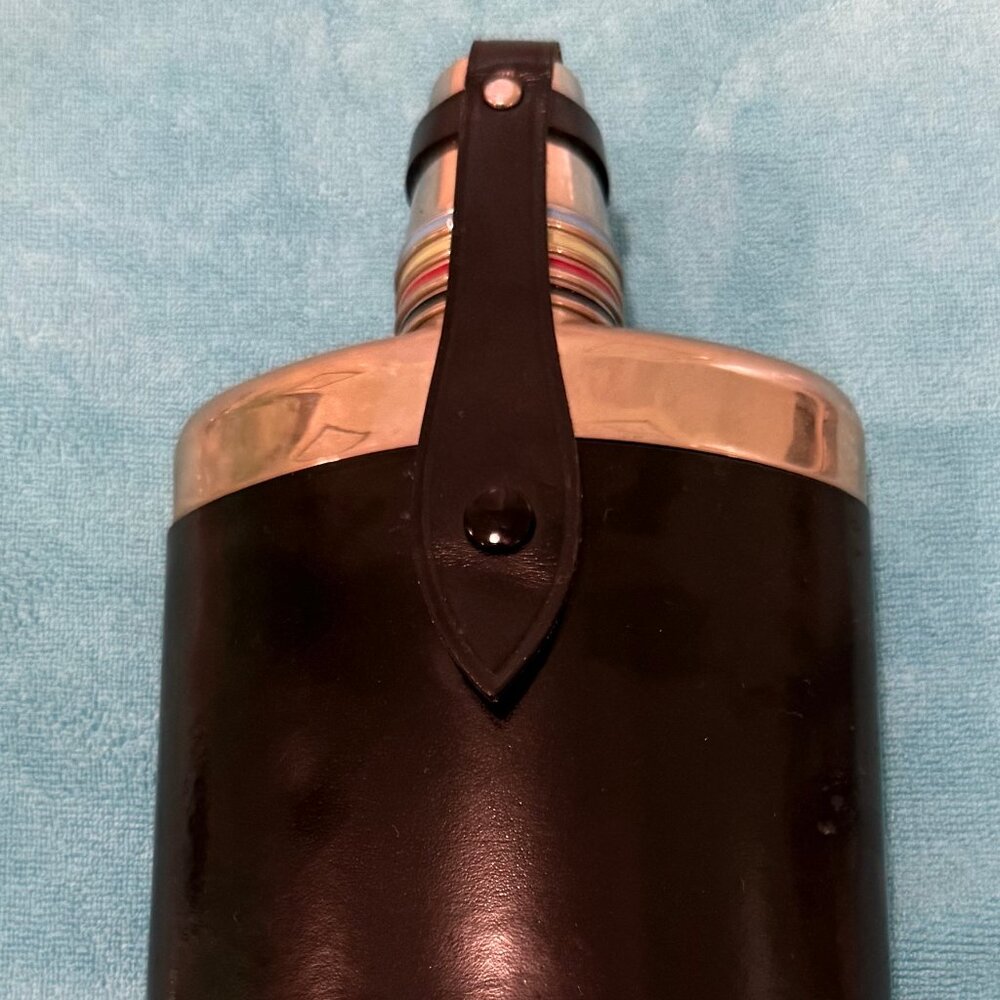 Vintage German Black Leather Hip Flask Collectible